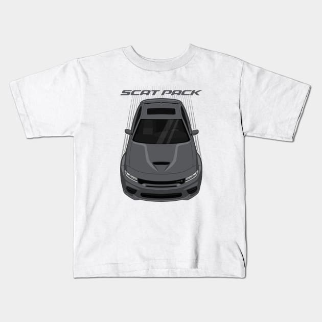 Dodge Charger Scat Pack Widebody - Granite Grey Kids T-Shirt by V8social